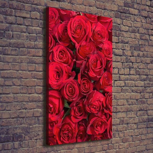 Cuadro moderno en lienzo resistente uv vertical rosas rojas