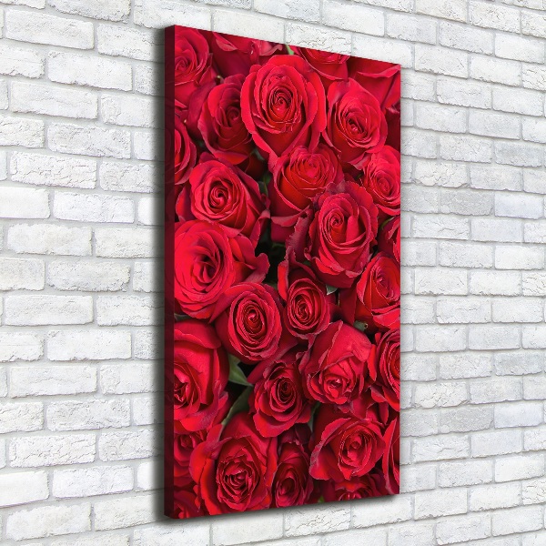 Cuadro moderno en lienzo resistente uv vertical rosas rojas