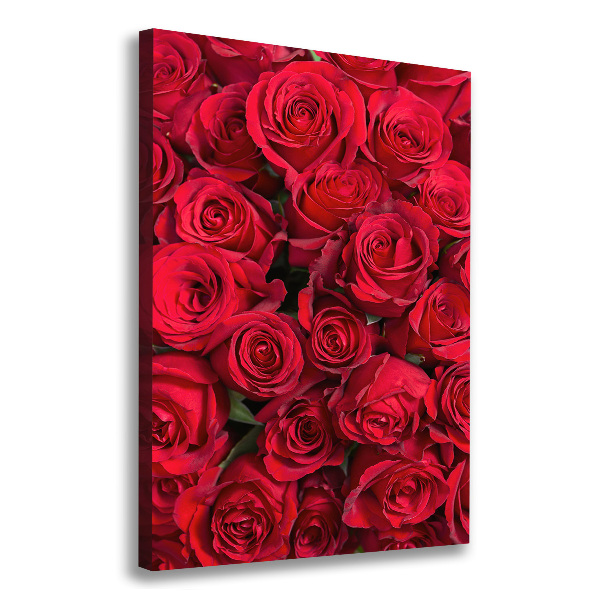 Cuadro moderno en lienzo resistente uv vertical rosas rojas
