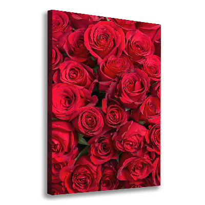 Cuadro moderno en lienzo resistente uv vertical rosas rojas