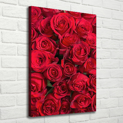 Cuadro moderno en lienzo resistente uv vertical rosas rojas