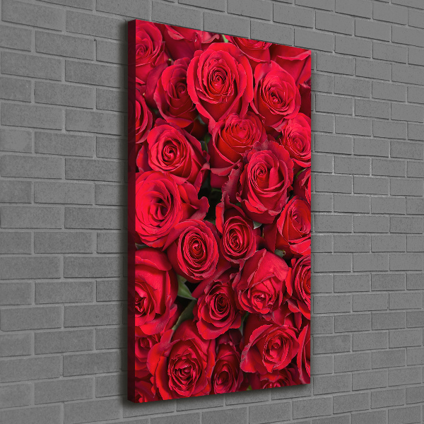 Cuadro moderno en lienzo resistente uv vertical rosas rojas