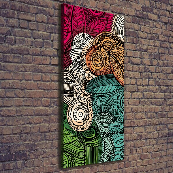 Cuadro canvas decorativo para salón vertical Plumas abstractas