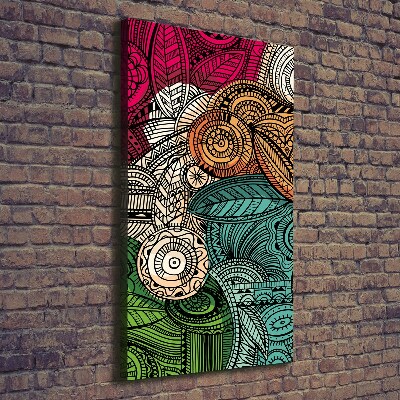 Cuadro canvas decorativo para salón vertical Plumas abstractas