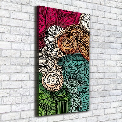 Cuadro canvas decorativo para salón vertical Plumas abstractas