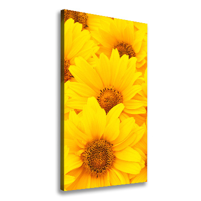 Cuadro canvas decorativo para salón vertical Girasoles