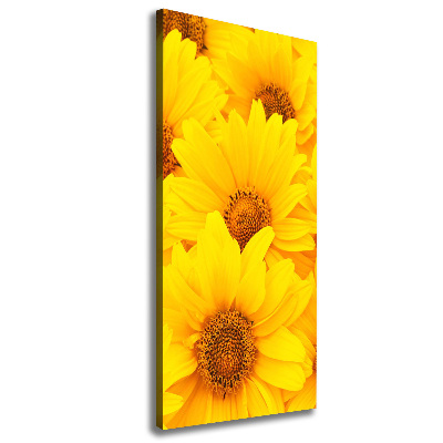 Cuadro canvas decorativo para salón vertical Girasoles
