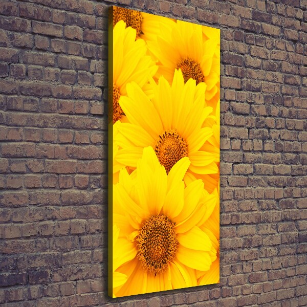 Cuadro canvas decorativo para salón vertical Girasoles