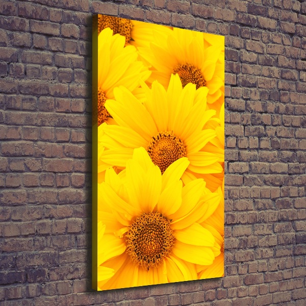 Cuadro canvas decorativo para salón vertical Girasoles