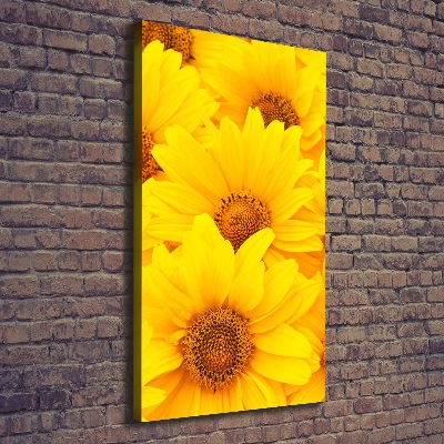 Cuadro canvas decorativo para salón vertical Girasoles