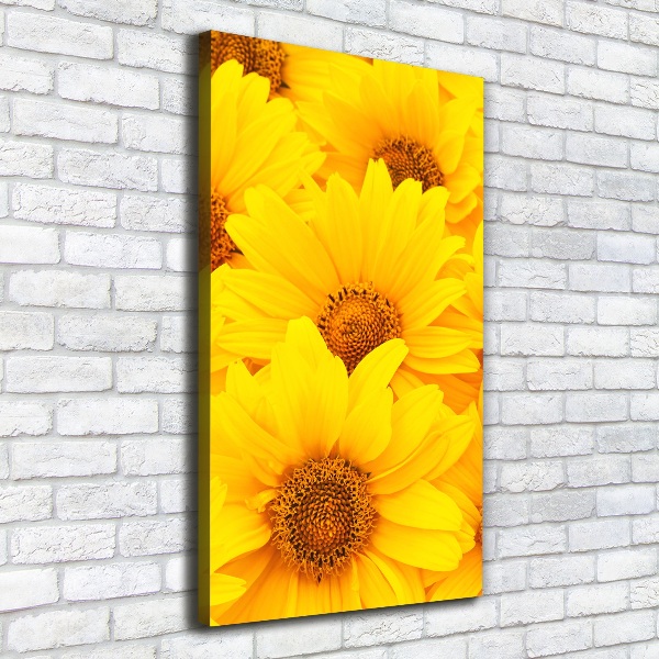 Cuadro canvas decorativo para salón vertical Girasoles