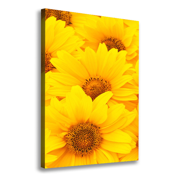 Cuadro canvas decorativo para salón vertical Girasoles