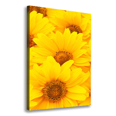 Cuadro canvas decorativo para salón vertical Girasoles