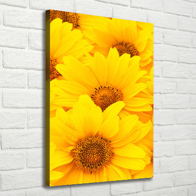 Cuadro canvas decorativo para salón vertical Girasoles