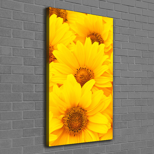 Cuadro canvas decorativo para salón vertical Girasoles
