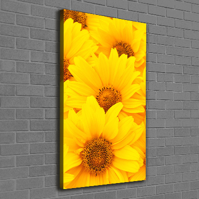 Cuadro canvas decorativo para salón vertical Girasoles