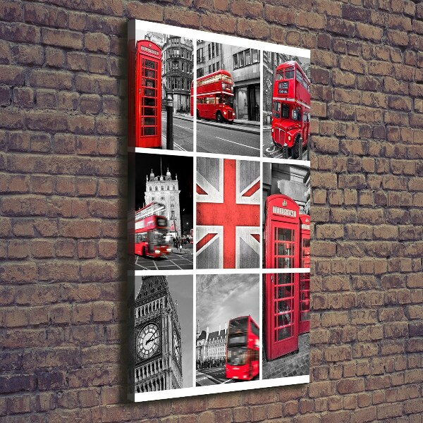 Cuadro canvas decorativo para salón vertical Collage de Londres