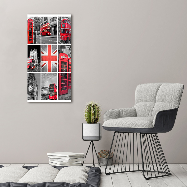 Cuadro canvas decorativo para salón vertical Collage de Londres