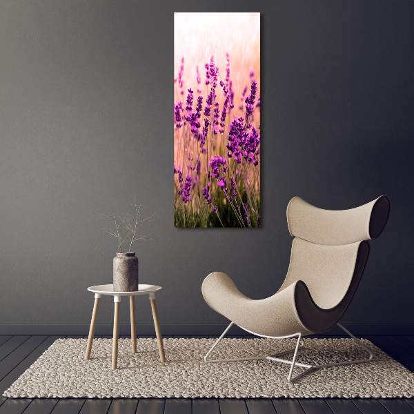 Cuadro moderno en lienzo resistente uv vertical campo de lavanda