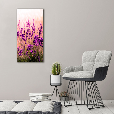 Cuadro moderno en lienzo resistente uv vertical campo de lavanda