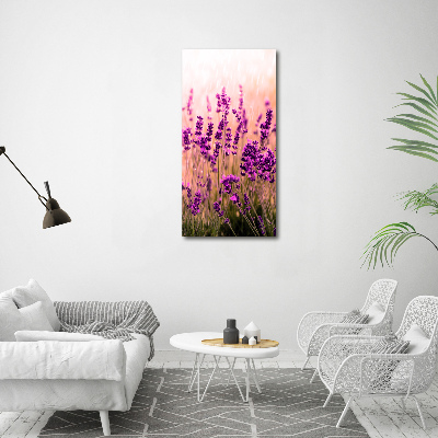 Cuadro moderno en lienzo resistente uv vertical campo de lavanda