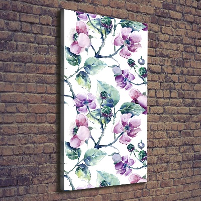 Cuadro moderno en lienzo resistente uv vertical flores de mora