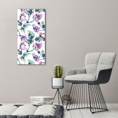 Cuadro moderno en lienzo resistente uv vertical flores de mora