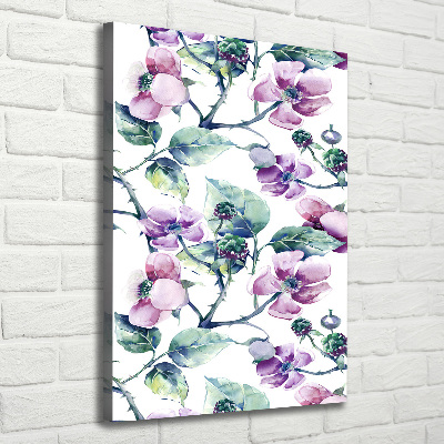 Cuadro moderno en lienzo resistente uv vertical flores de mora