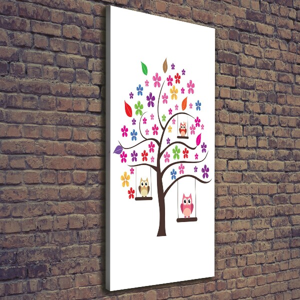 Fotografía en lienzo vertical Búhos en columpios