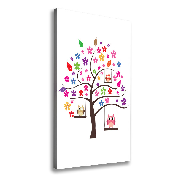 Fotografía en lienzo vertical Búhos en columpios