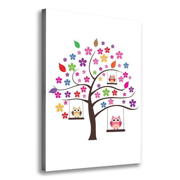 Fotografía en lienzo vertical Búhos en columpios