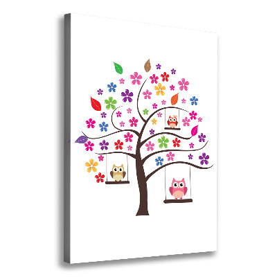 Fotografía en lienzo vertical Búhos en columpios