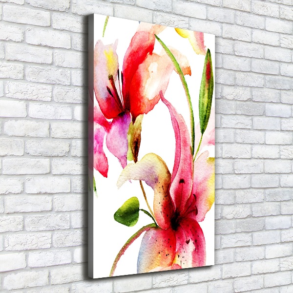 Fotografía en lienzo vertical flores de lirio