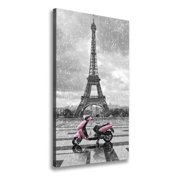 Cuadro moderno en lienzo resistente uv vertical Scooter de la Torre Eiffel