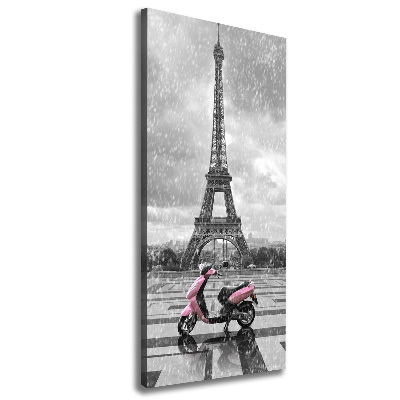 Cuadro moderno en lienzo resistente uv vertical Scooter de la Torre Eiffel