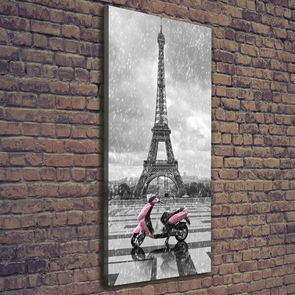 Cuadro moderno en lienzo resistente uv vertical Scooter de la Torre Eiffel