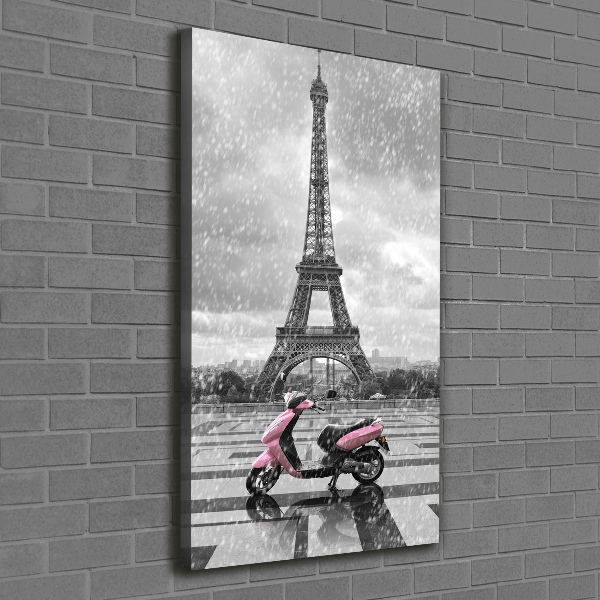 Cuadro moderno en lienzo resistente uv vertical Scooter de la Torre Eiffel