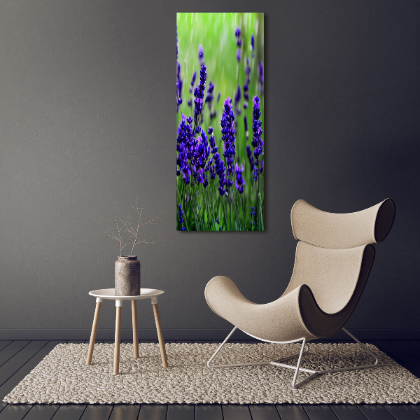 Cuadro moderno en lienzo resistente uv vertical campo de lavanda