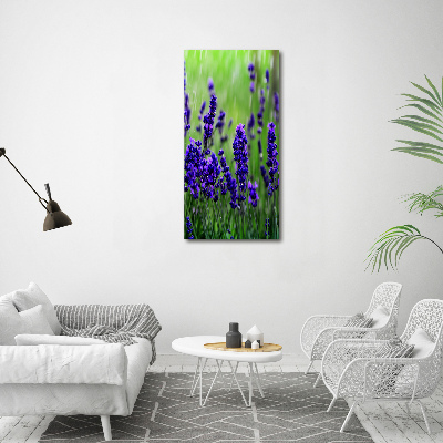 Cuadro moderno en lienzo resistente uv vertical campo de lavanda