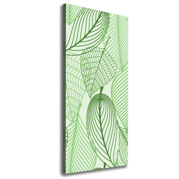 Cuadro moderno en lienzo resistente uv vertical hojas verdes