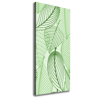 Cuadro moderno en lienzo resistente uv vertical hojas verdes