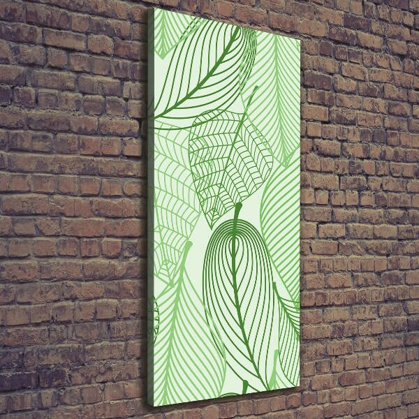 Cuadro moderno en lienzo resistente uv vertical hojas verdes