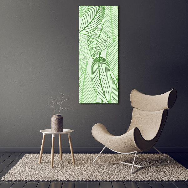 Cuadro moderno en lienzo resistente uv vertical hojas verdes