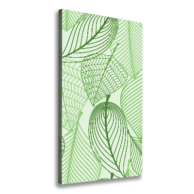 Cuadro moderno en lienzo resistente uv vertical hojas verdes
