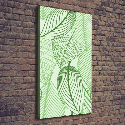 Cuadro moderno en lienzo resistente uv vertical hojas verdes