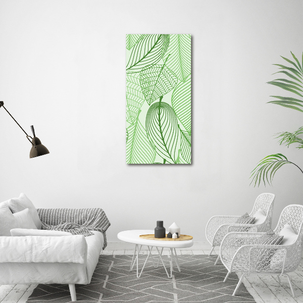 Cuadro moderno en lienzo resistente uv vertical hojas verdes