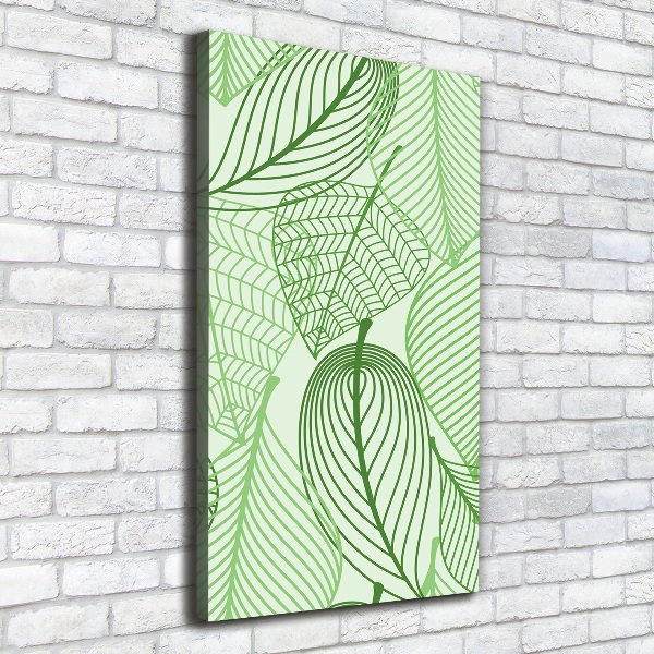 Cuadro moderno en lienzo resistente uv vertical hojas verdes