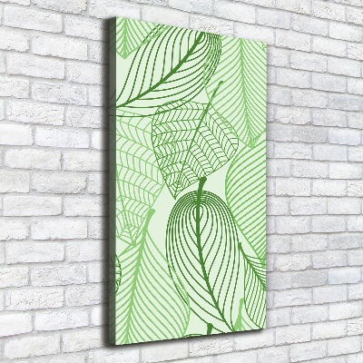 Cuadro moderno en lienzo resistente uv vertical hojas verdes