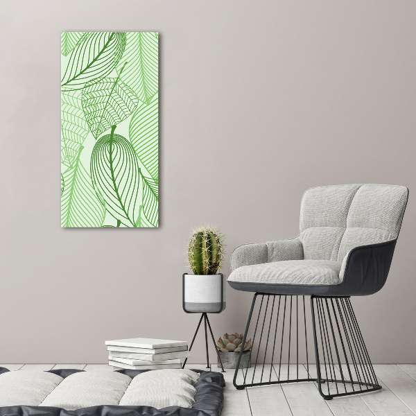 Cuadro moderno en lienzo resistente uv vertical hojas verdes