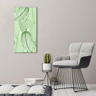 Cuadro moderno en lienzo resistente uv vertical hojas verdes